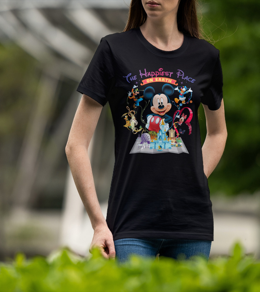 The Happiest Place On Earth Mickey Mouse Disney Characters And Castle T-Shirt