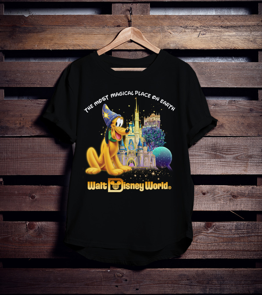 Walt Disney World The Most Magical Place On Earth Pluto Magical Castle T-Shirt