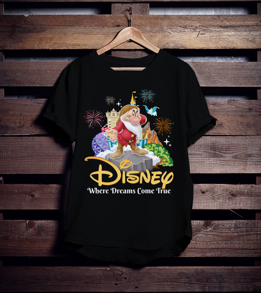 Disney Grumpy Where Dreams Come True Fireworks Celebration T-Shirt