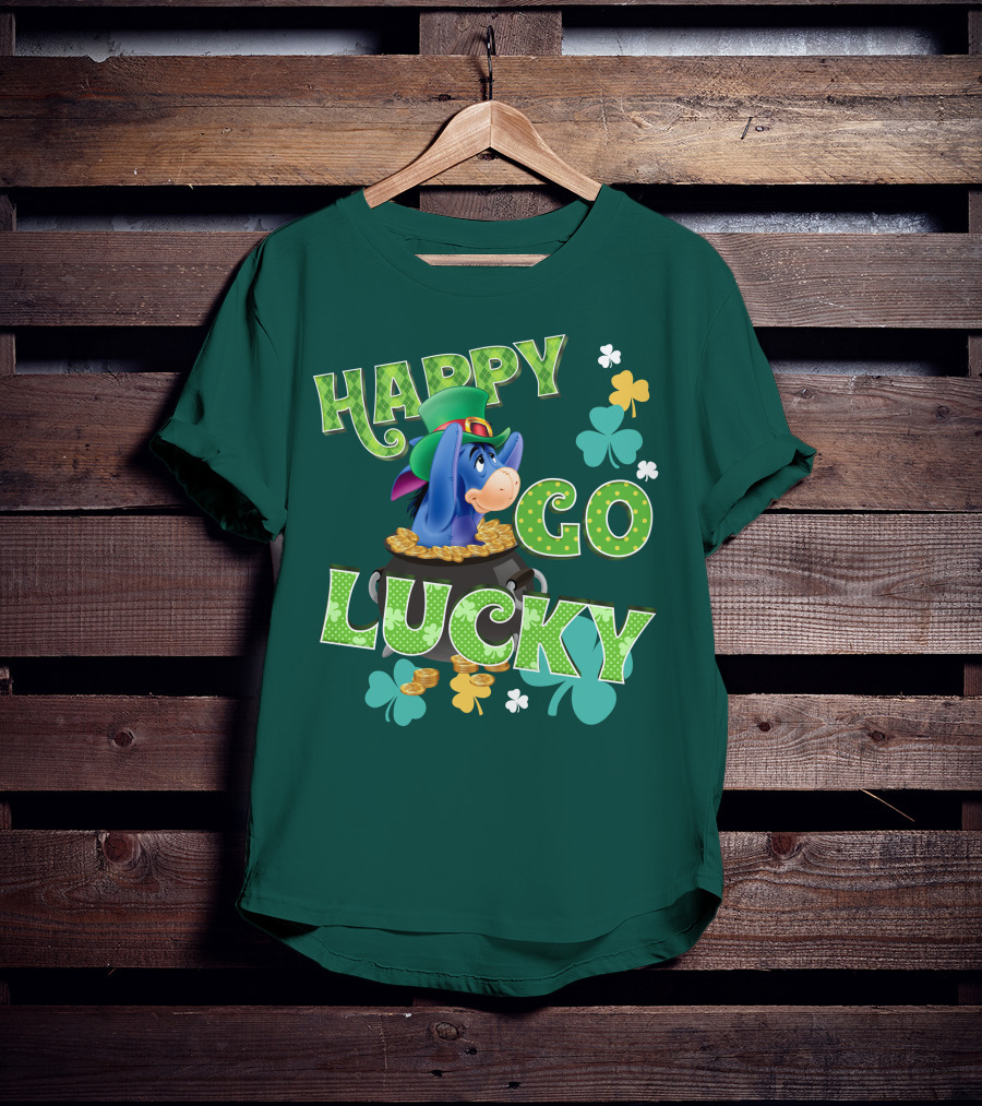 Eeyore Happy Go Lucky St. Patrick's Day Pot Of Gold T-Shirt
