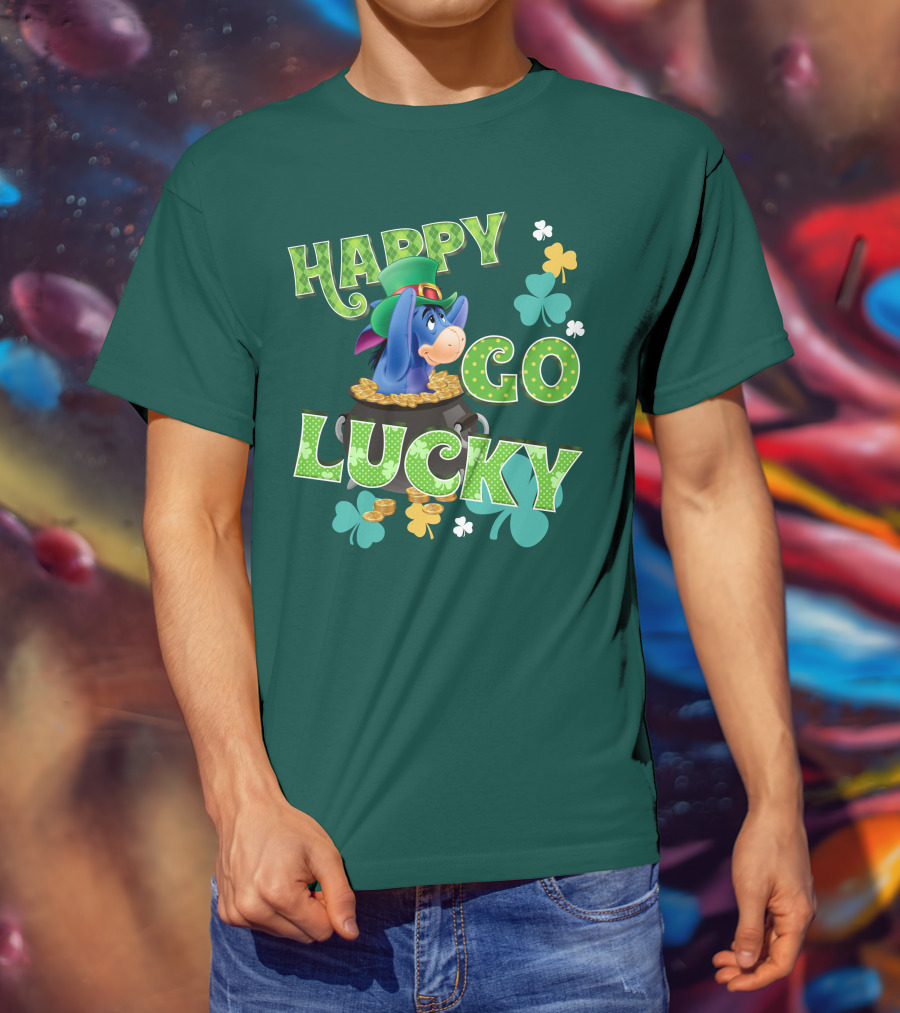 Eeyore Happy Go Lucky St. Patrick's Day Pot Of Gold T-Shirt