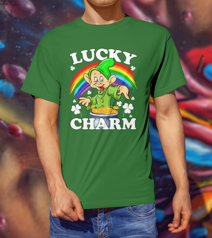 Lucky Charm Dopey Rainbow Gold Coins Shamrocks T-Shirt