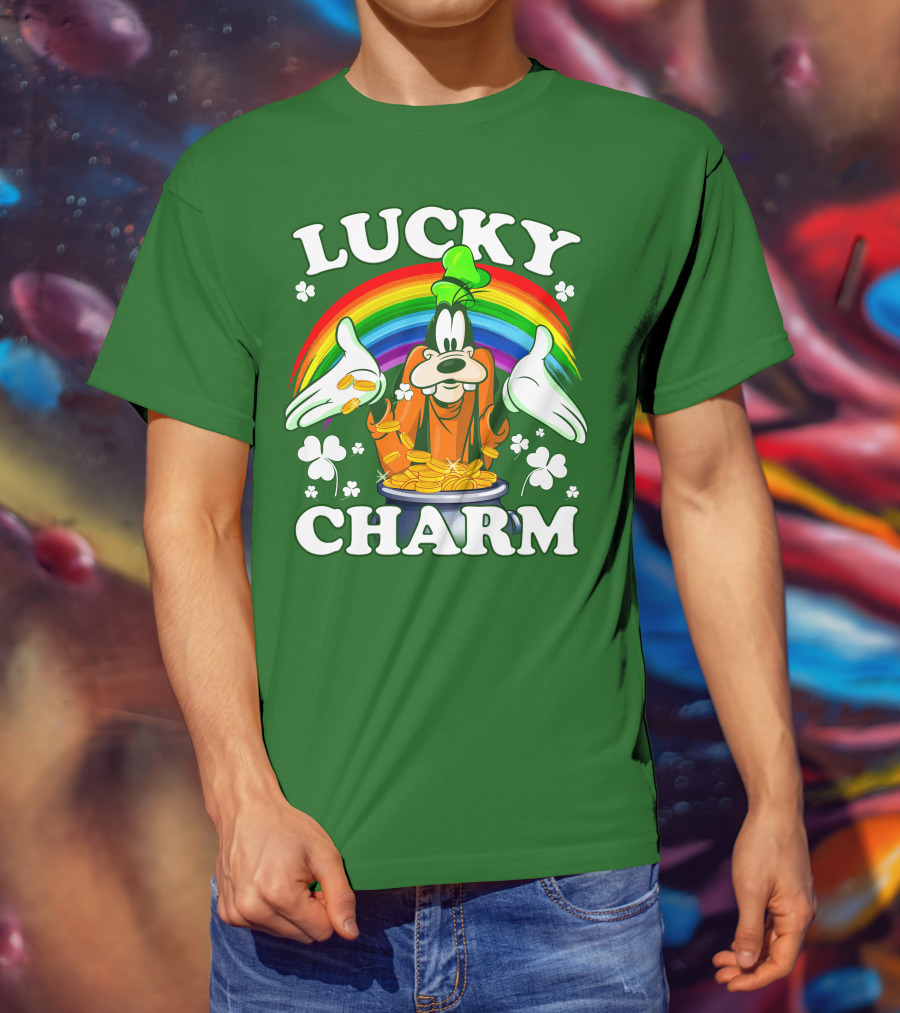 Lucky Charm Goofy Rainbow Gold Coins Shamrocks T-Shirt