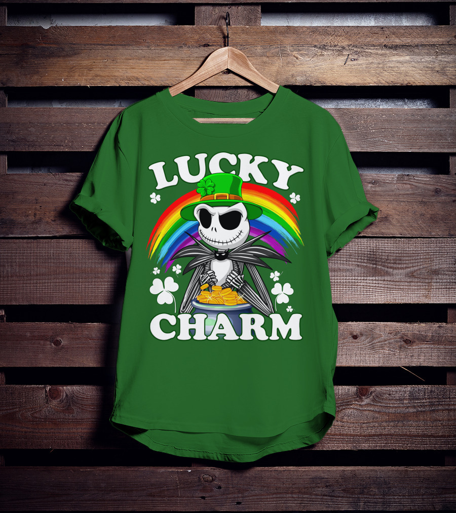 Lucky Charm Jack Skellington Rainbow Shamrock T-Shirt