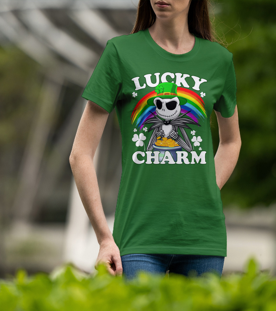 Lucky Charm Jack Skellington Rainbow Shamrock T-Shirt