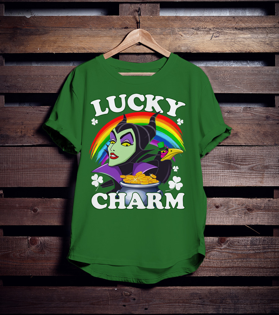 Lucky Charm Maleficent Rainbow Pot Of Gold T-Shirt