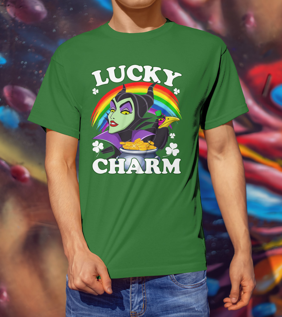 Lucky Charm Maleficent Rainbow Pot Of Gold T-Shirt