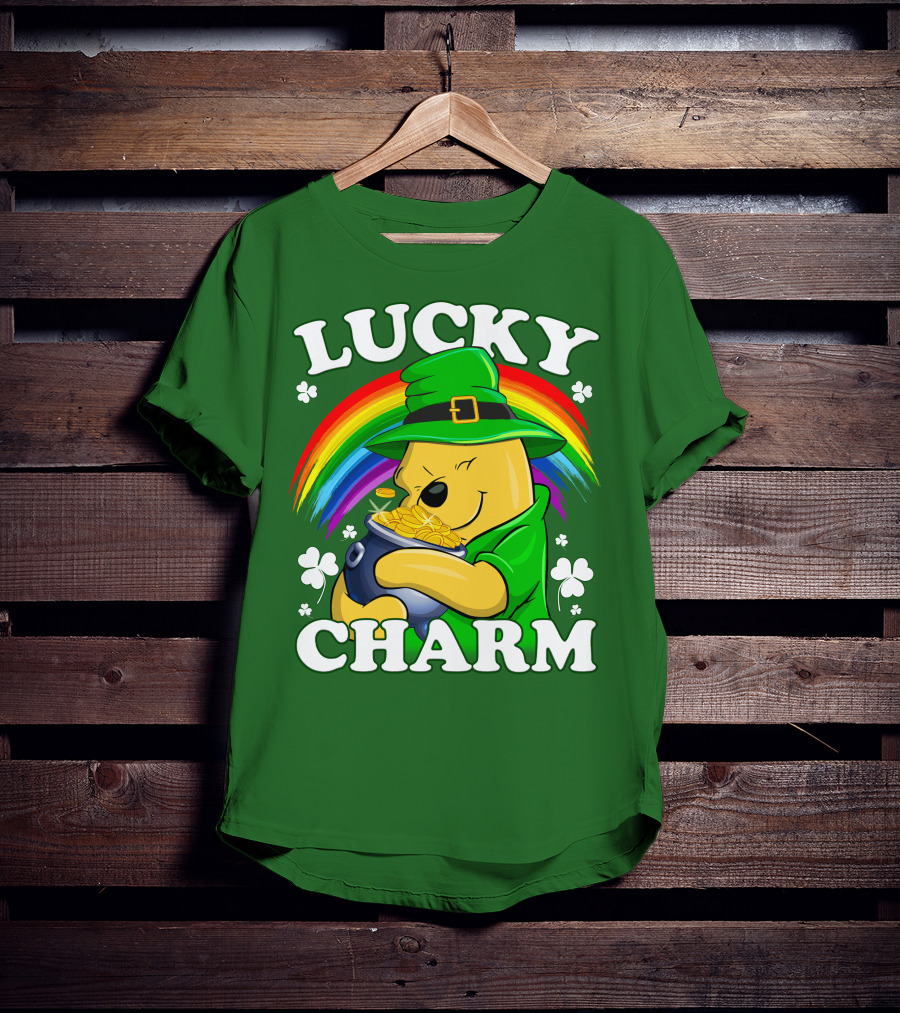 Lucky Charm Pooh Rainbow Pot Of Gold T-Shirt