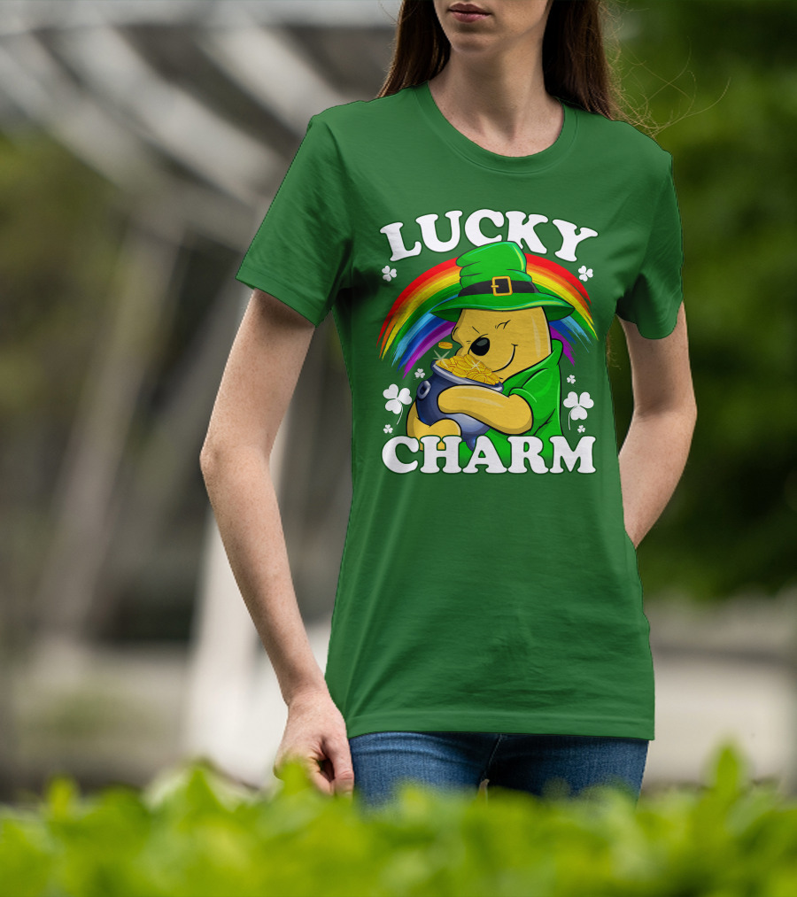 Lucky Charm Pooh Rainbow Pot Of Gold T-Shirt