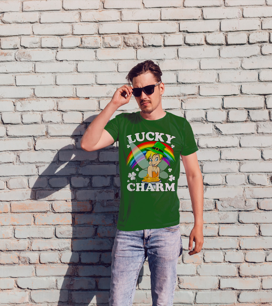 Lucky Charm Tinker Bell Rainbow Gold Coins Shamrocks T-Shirt
