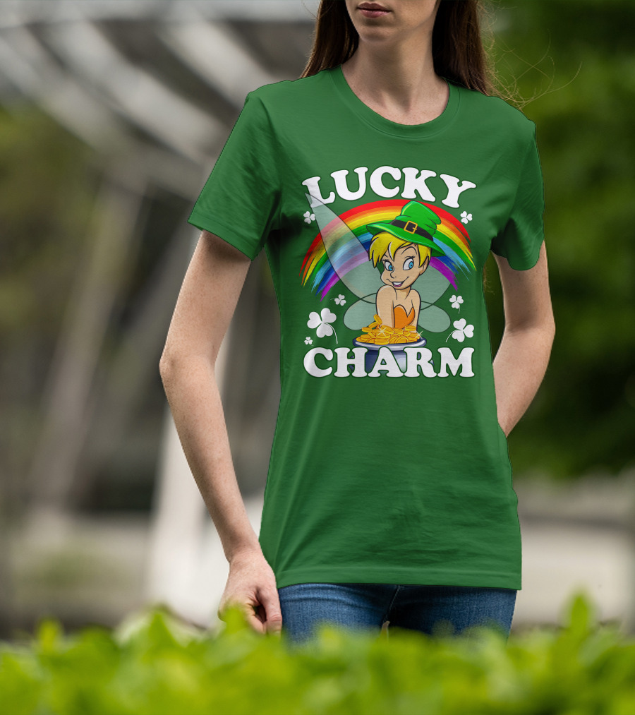 Lucky Charm Tinker Bell Rainbow Gold Coins Shamrocks T-Shirt