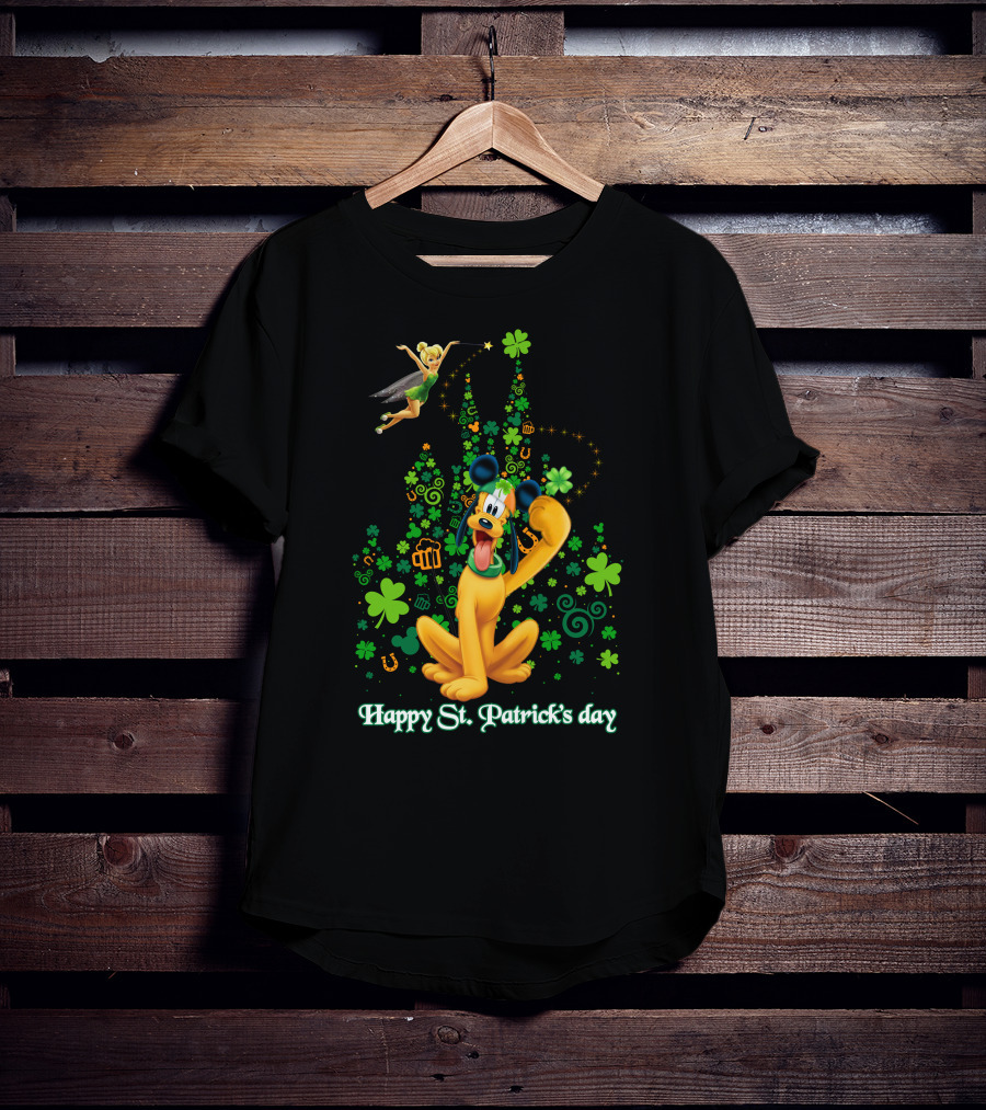 Happy St. Patrick's Day Pluto And Tinker Bell Disney Celebration T-Shirt