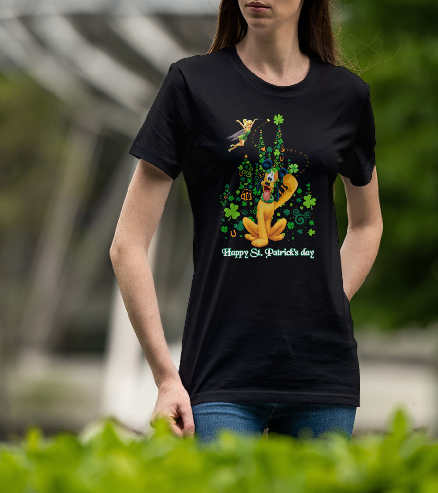 Happy St. Patrick's Day Pluto And Tinker Bell Disney Celebration T-Shirt