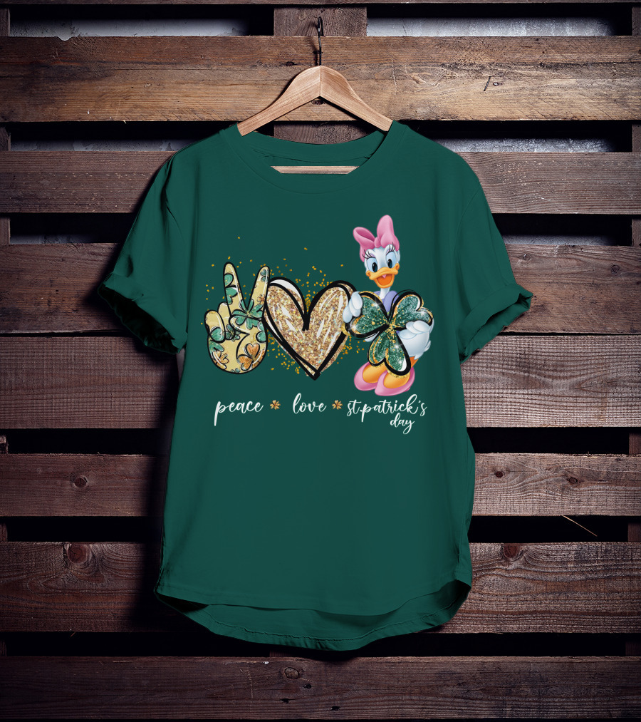 Peace Love St. Patrick's Day Daisy Duck Shamrock T-Shirt