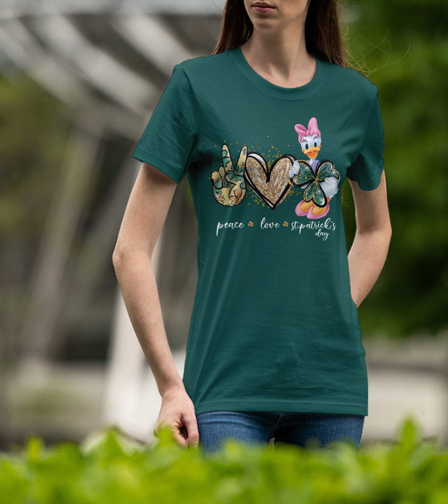 Peace Love St. Patrick's Day Daisy Duck Shamrock T-Shirt