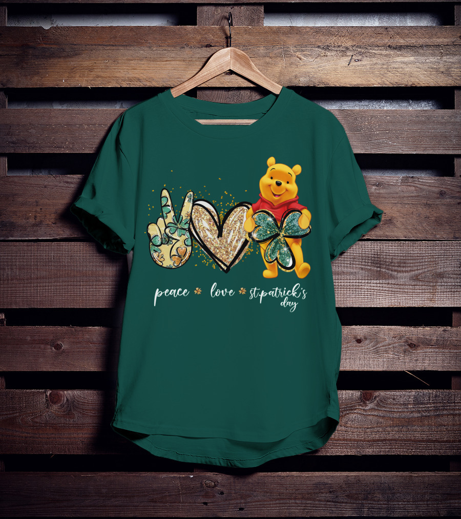 Peace Love St. Patrick's Day Pooh T-Shirt