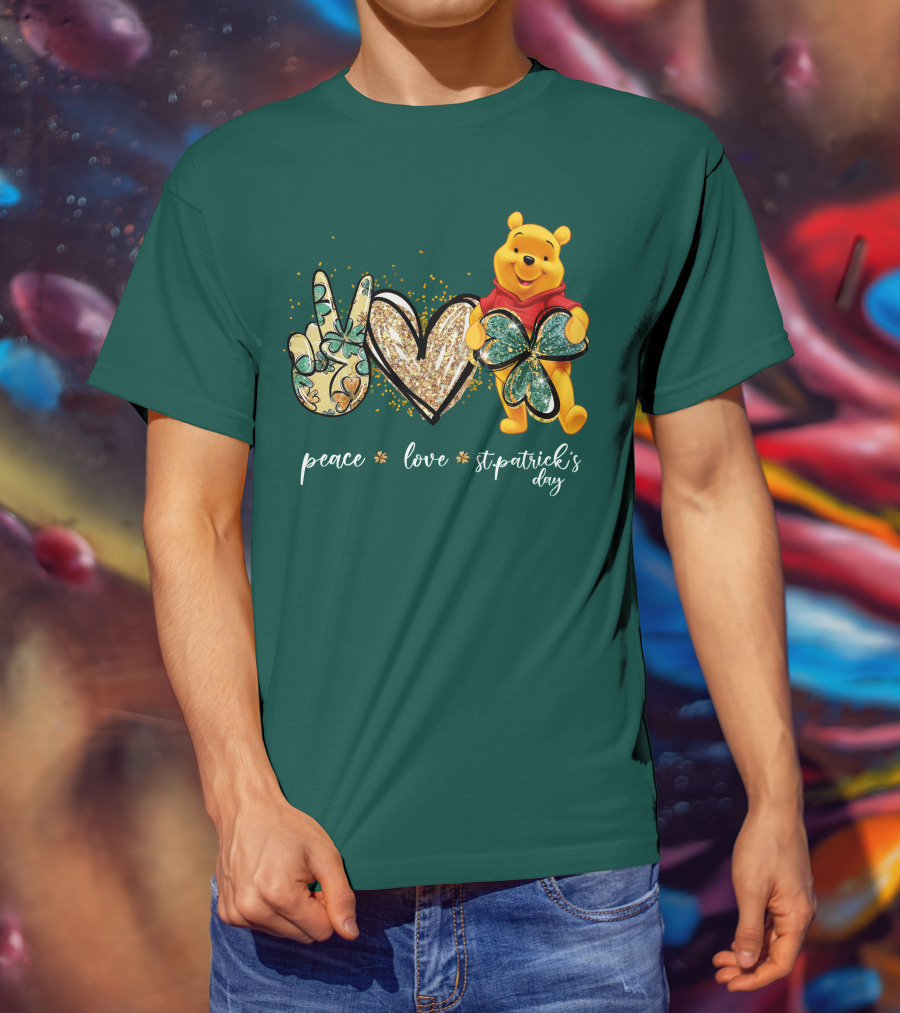 Peace Love St. Patrick's Day Pooh T-Shirt