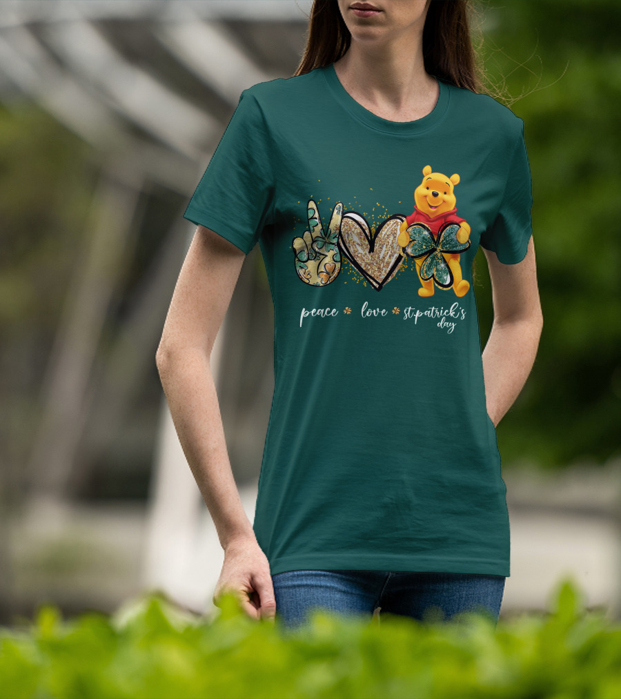 Peace Love St. Patrick's Day Pooh T-Shirt