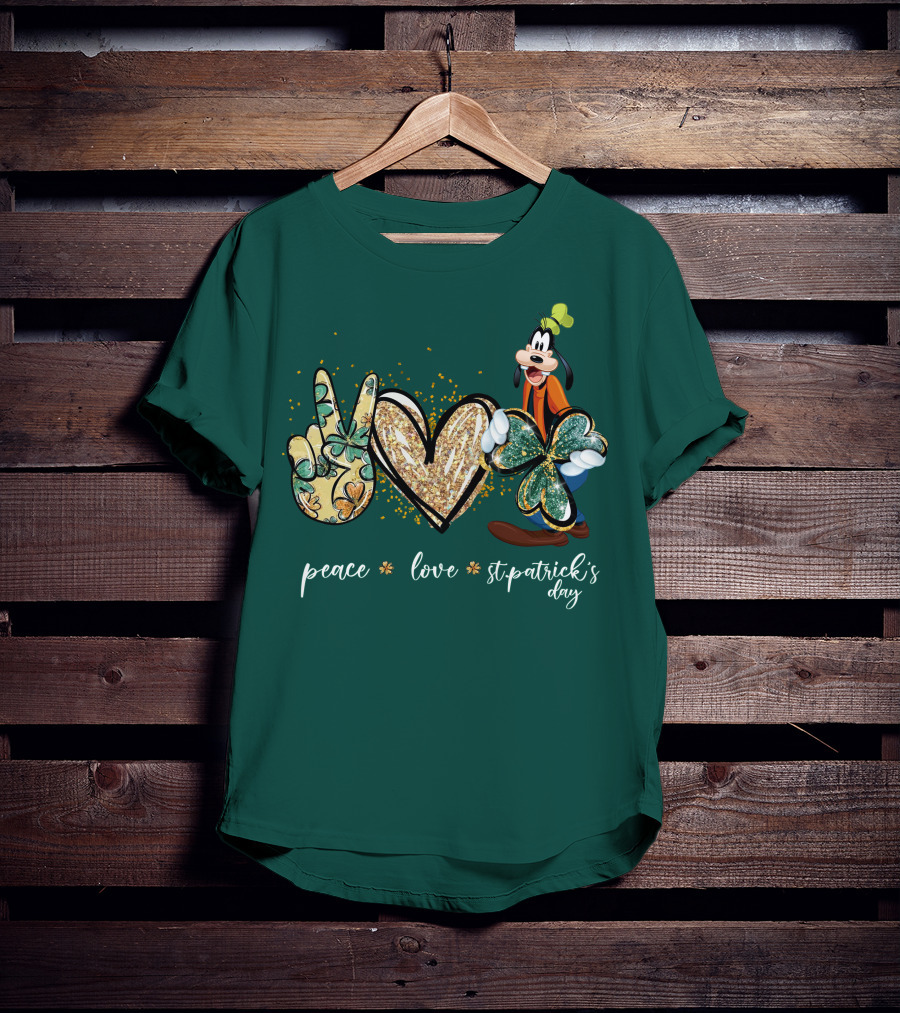 Goofy Peace Love St. Patrick's Day T-Shirt