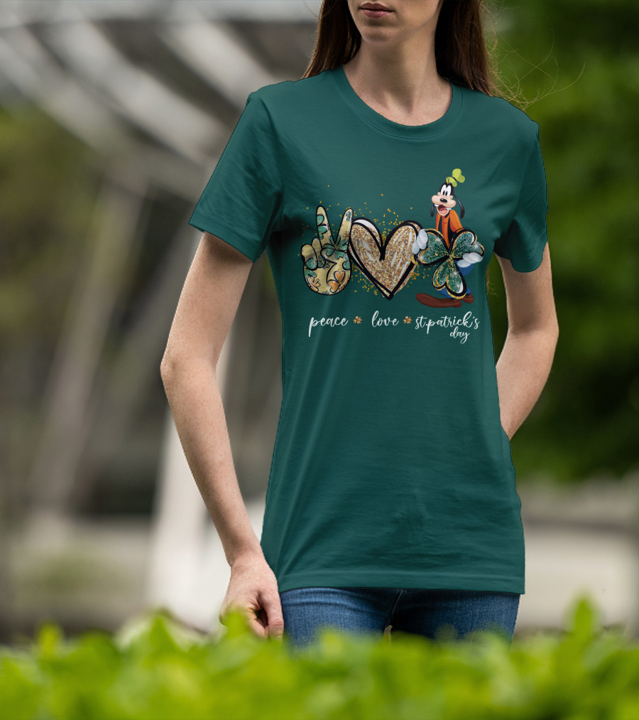Goofy Peace Love St. Patrick's Day T-Shirt