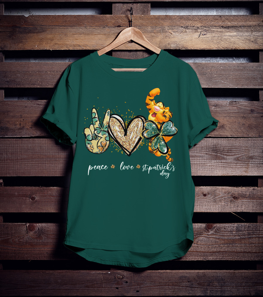 Tigger Peace Love St. Patrick's Day T-Shirt