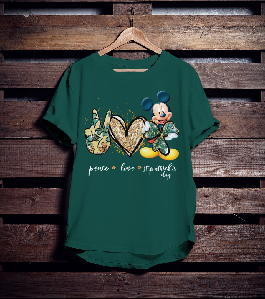 Peace Love St. Patrick's Day Mickey T-Shirt