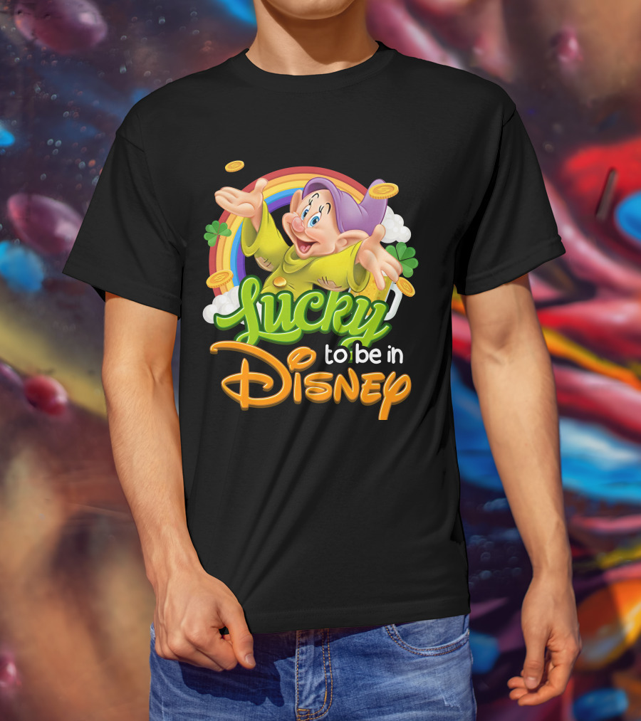 Lucky To Be In Disney Dopey Rainbow T-Shirt