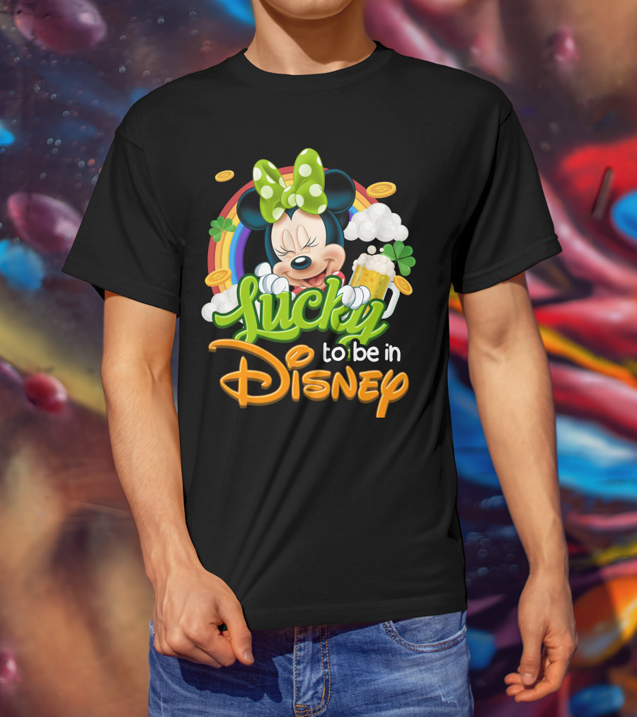 Lucky To Be In Disney Minnie Rainbow Coins T-Shirt