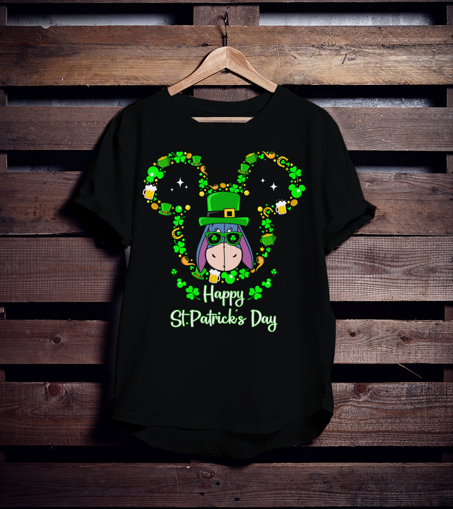 Eeyore Happy St. Patrick's Day Clover Hat T-Shirt