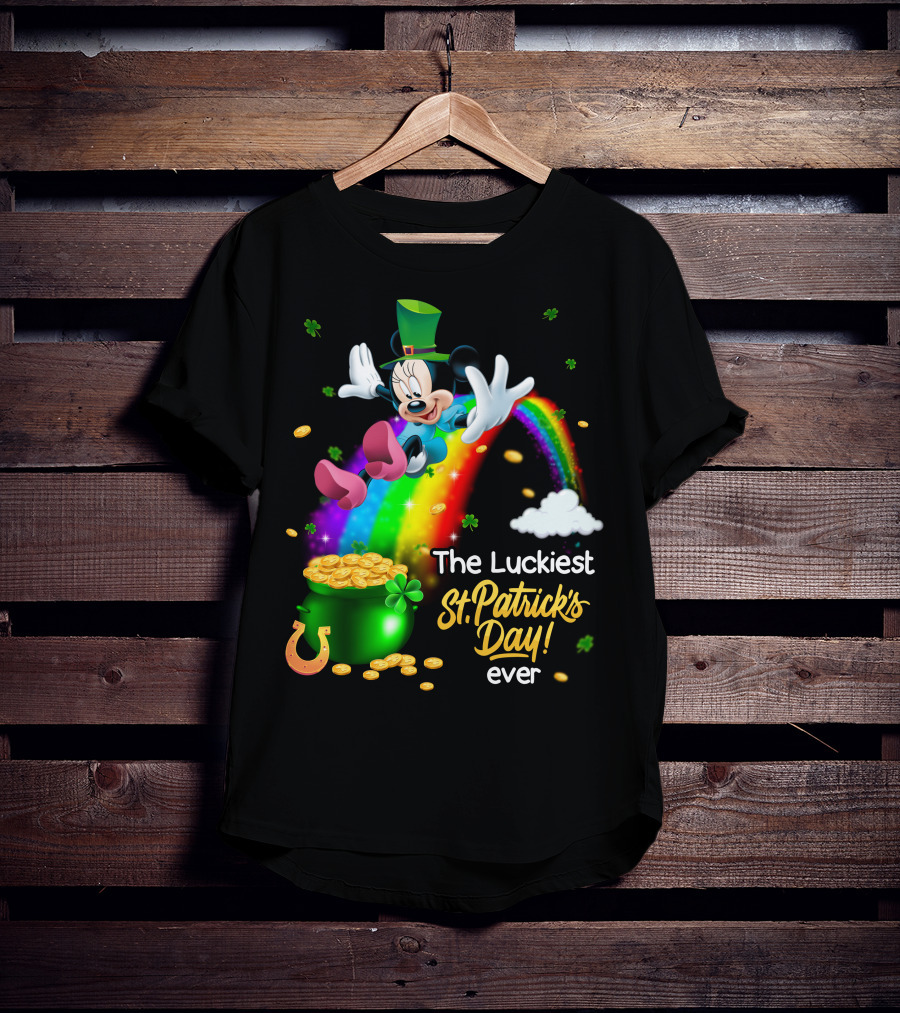 Minnie The Luckiest St. Patrick's Day Ever Rainbow Pot Of Gold T-Shirt