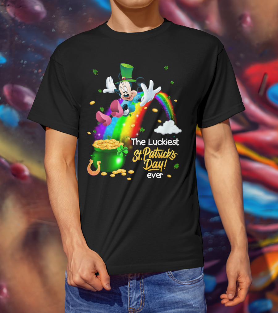 Minnie The Luckiest St. Patrick's Day Ever Rainbow Pot Of Gold T-Shirt