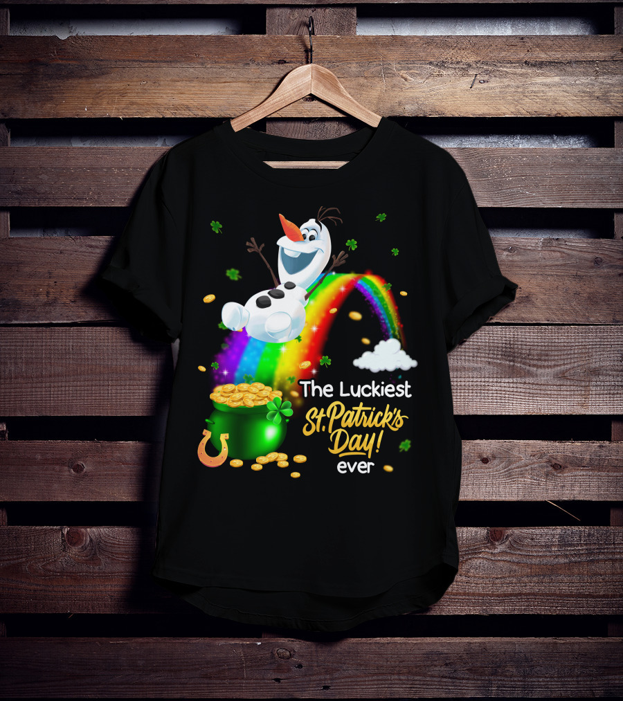 The Luckiest St. Patrick's Day Ever Olaf Rainbow Pot Of Gold T-Shirt