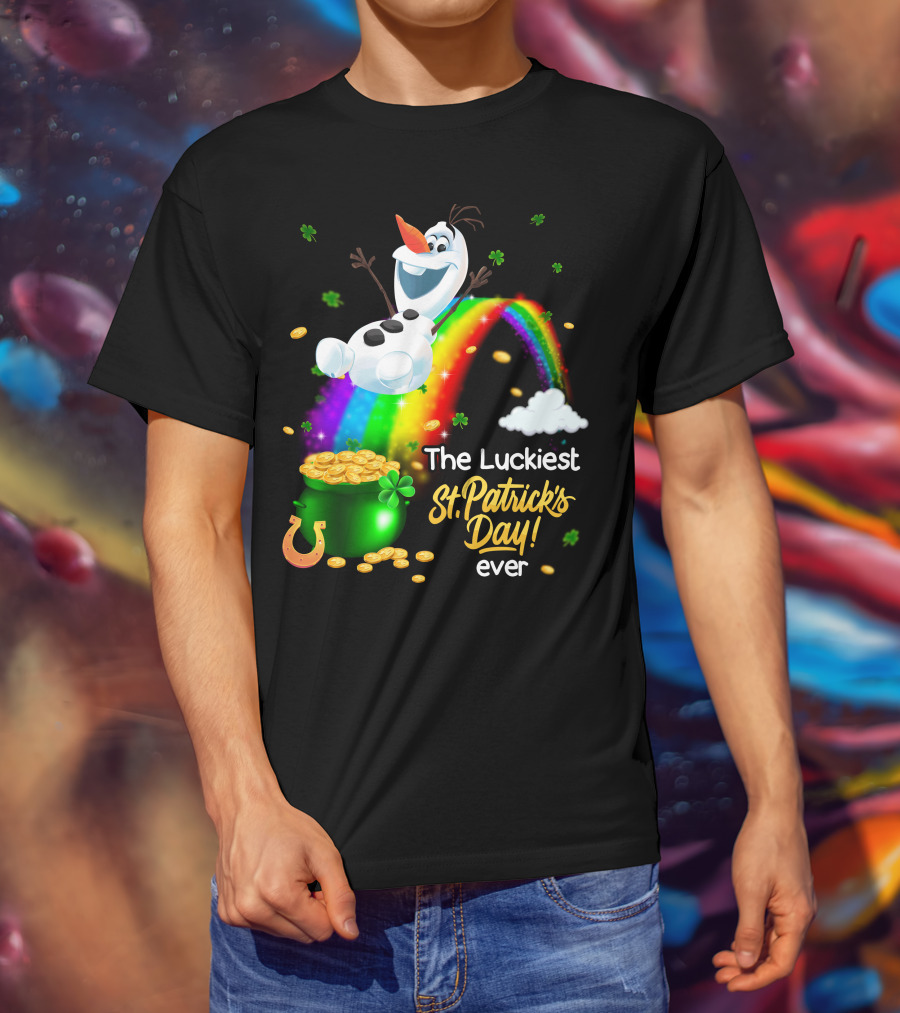 The Luckiest St. Patrick's Day Ever Olaf Rainbow Pot Of Gold T-Shirt