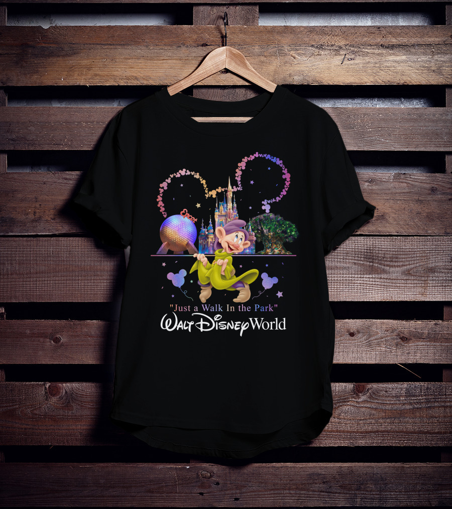 Walt Disney World Dopey Just A Walk In The Park Epcot Magic Kingdom T-Shirt