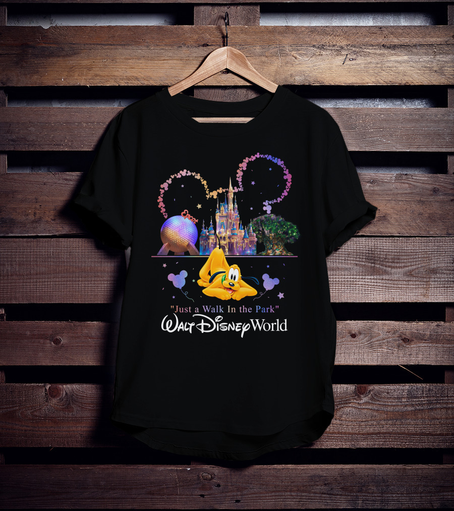 Walt Disney World Just A Walk In The Park Pluto Magic Kingdom Epcot T-Shirt