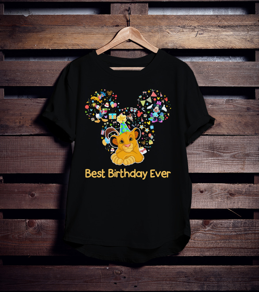 Simba Best Birthday Ever Disney Mickey Mouse Ears Party Hat T-Shirt