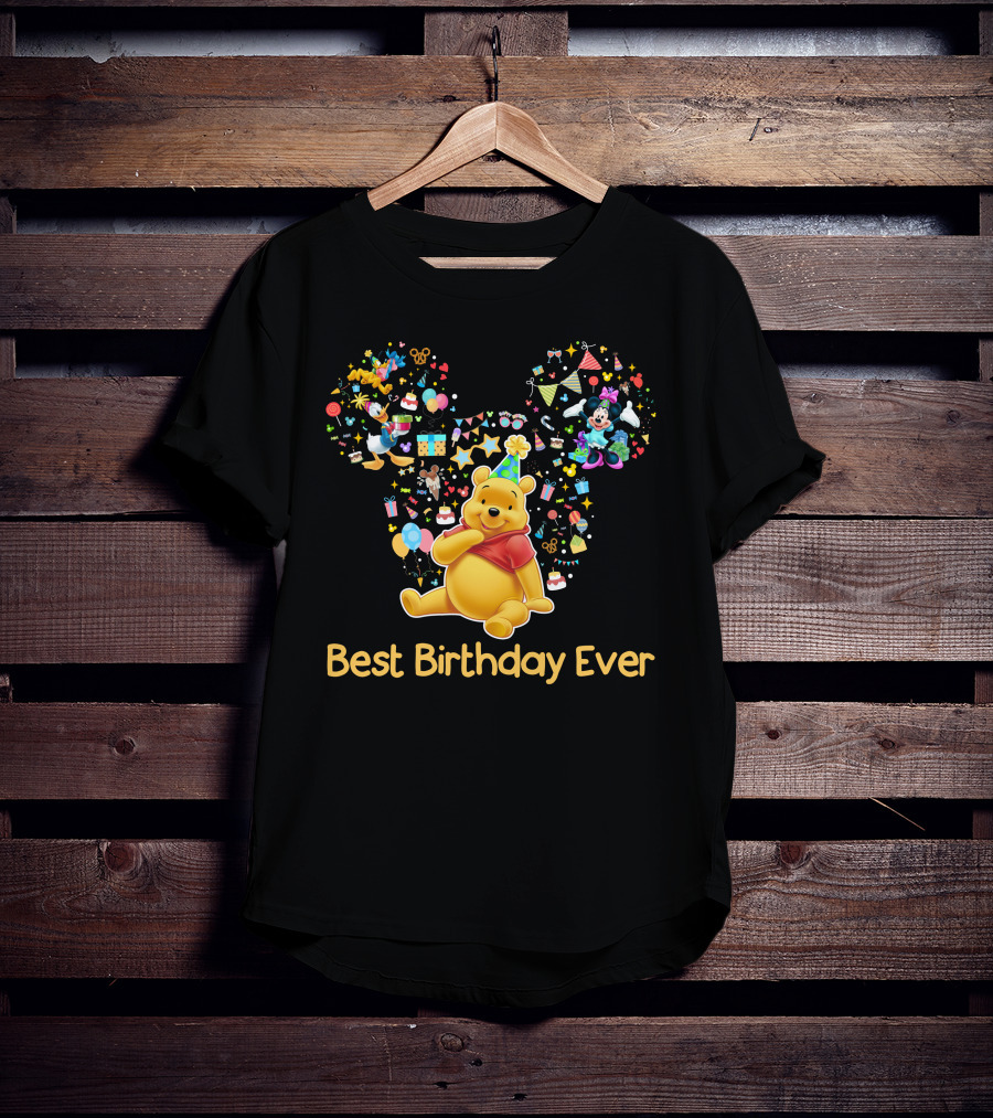 Best Birthday Ever Winnie The Pooh Mickey Ears Celebration T-Shirt