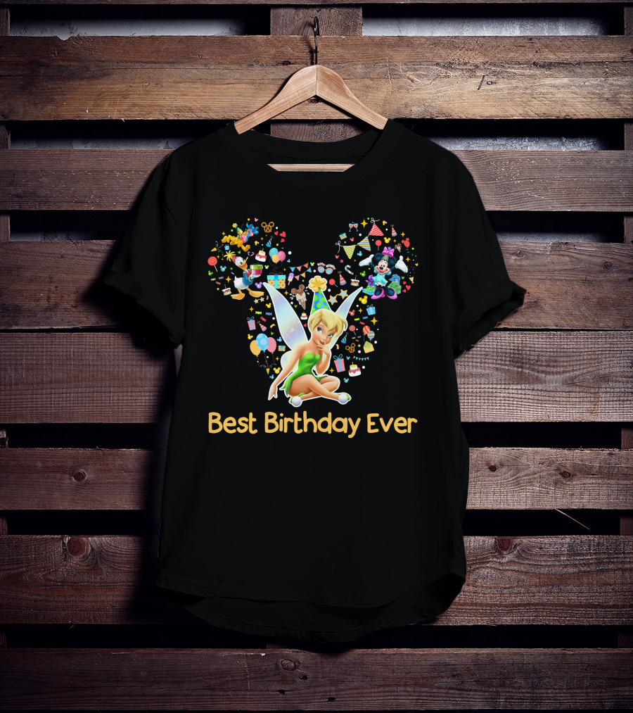 Tinkerbell Best Birthday Ever Disney Celebration Mickey Ears T-Shirt
