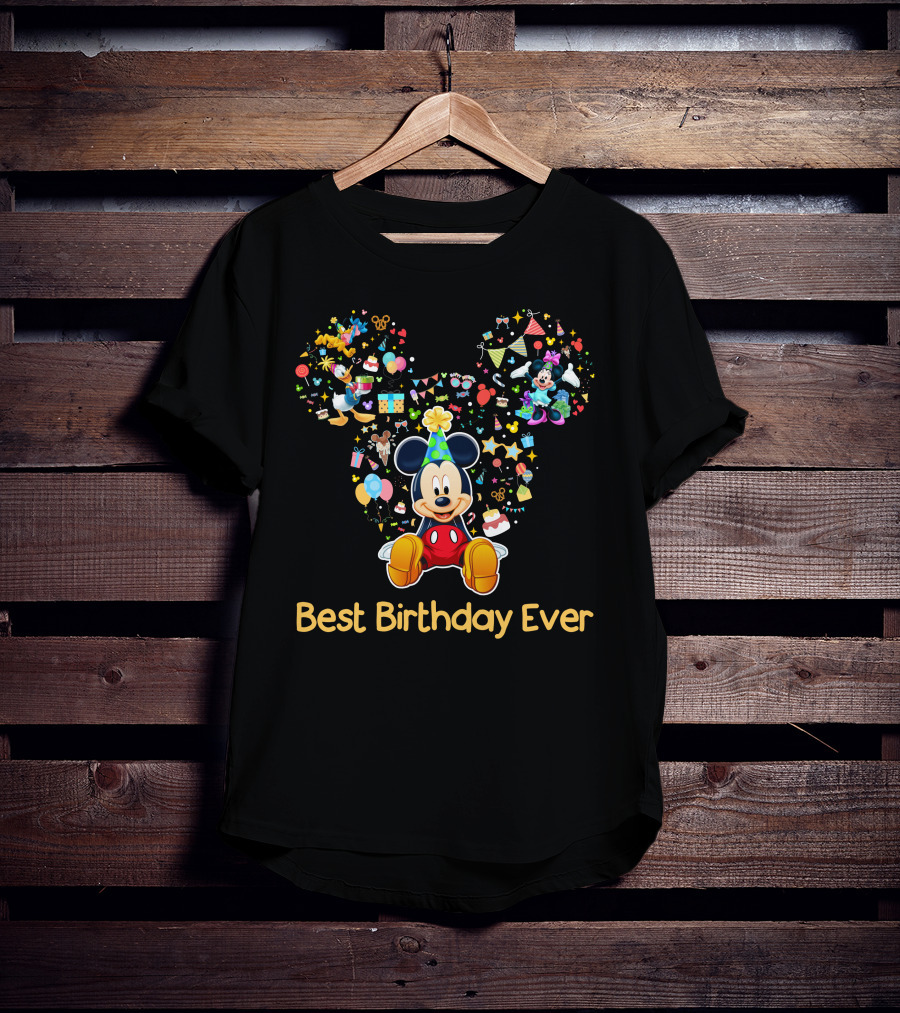 Mickey Best Birthday Ever Celebration Party Theme T-Shirt