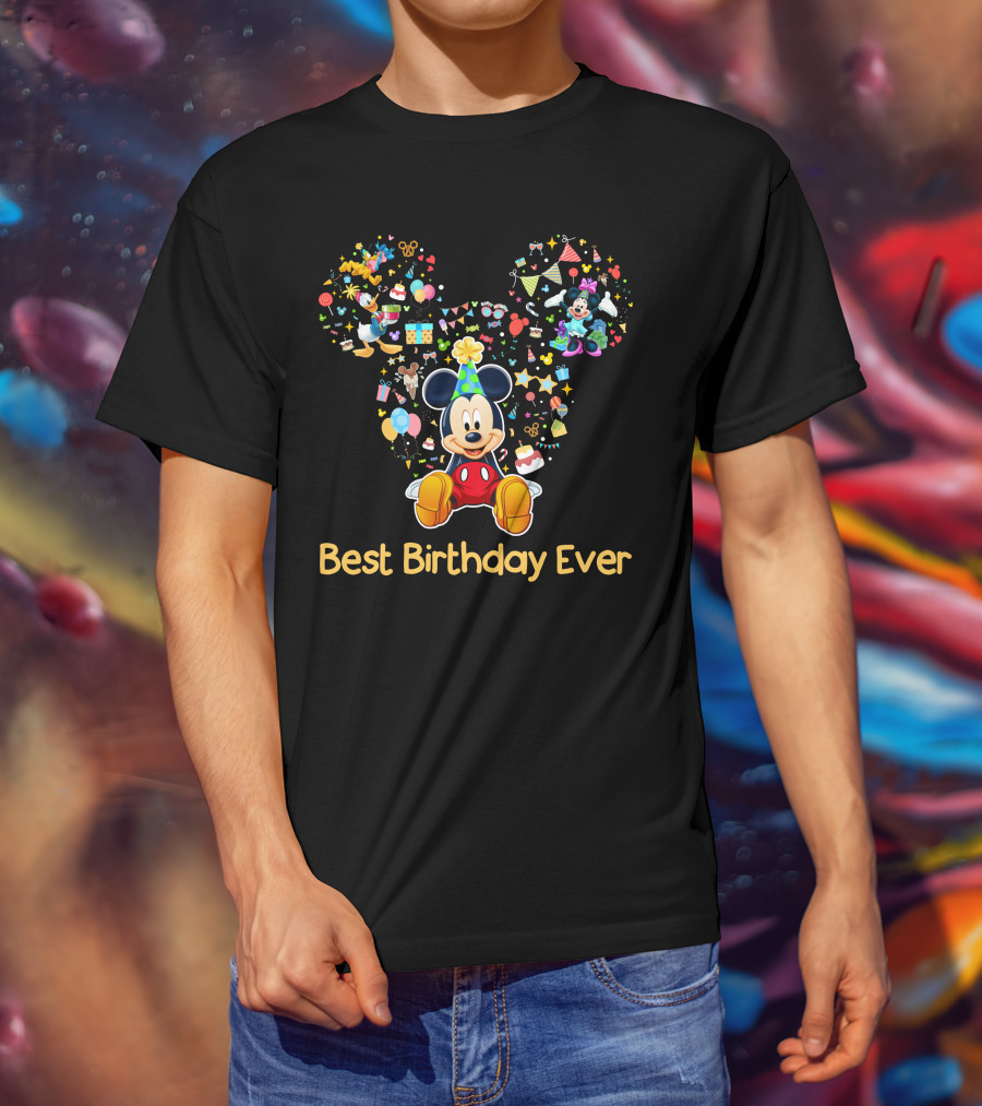 Mickey Best Birthday Ever Celebration Party Theme T-Shirt