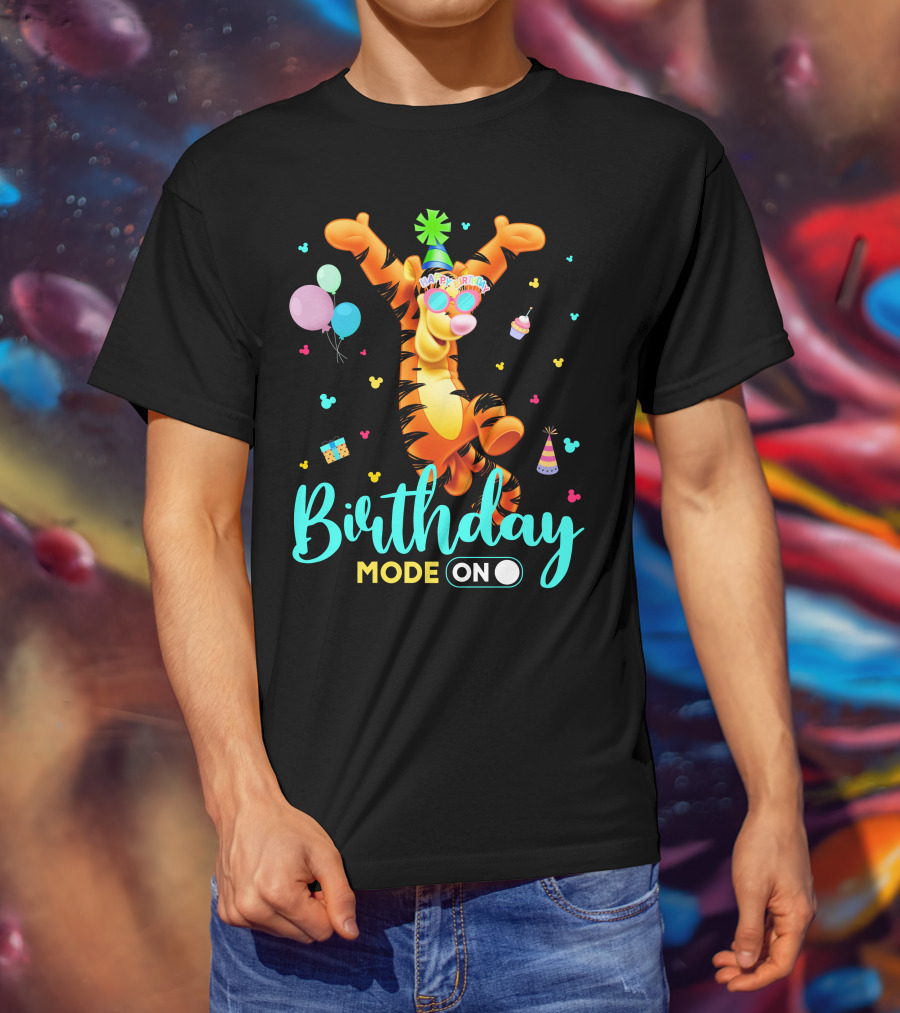 Tigger Birthday Mode On Party Celebration Balloons Cupcake Hat T-Shirt