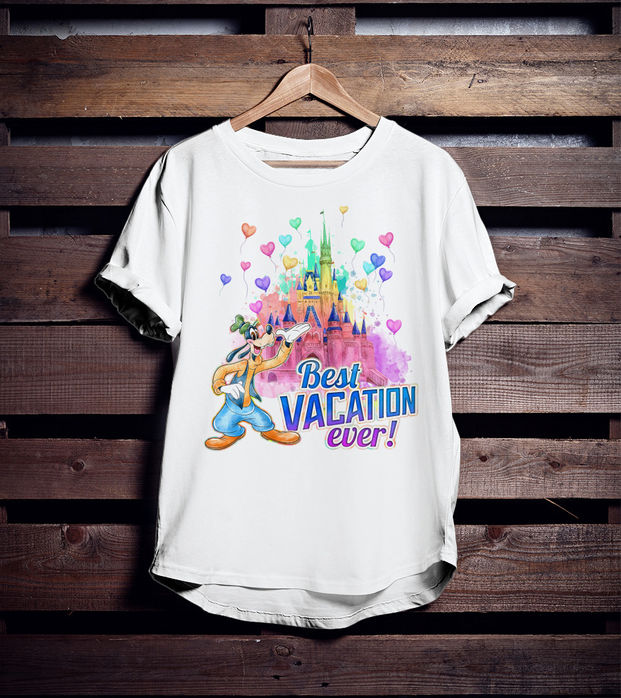 Best Vacation Ever Goofy Disney Castle Balloons T-Shirt