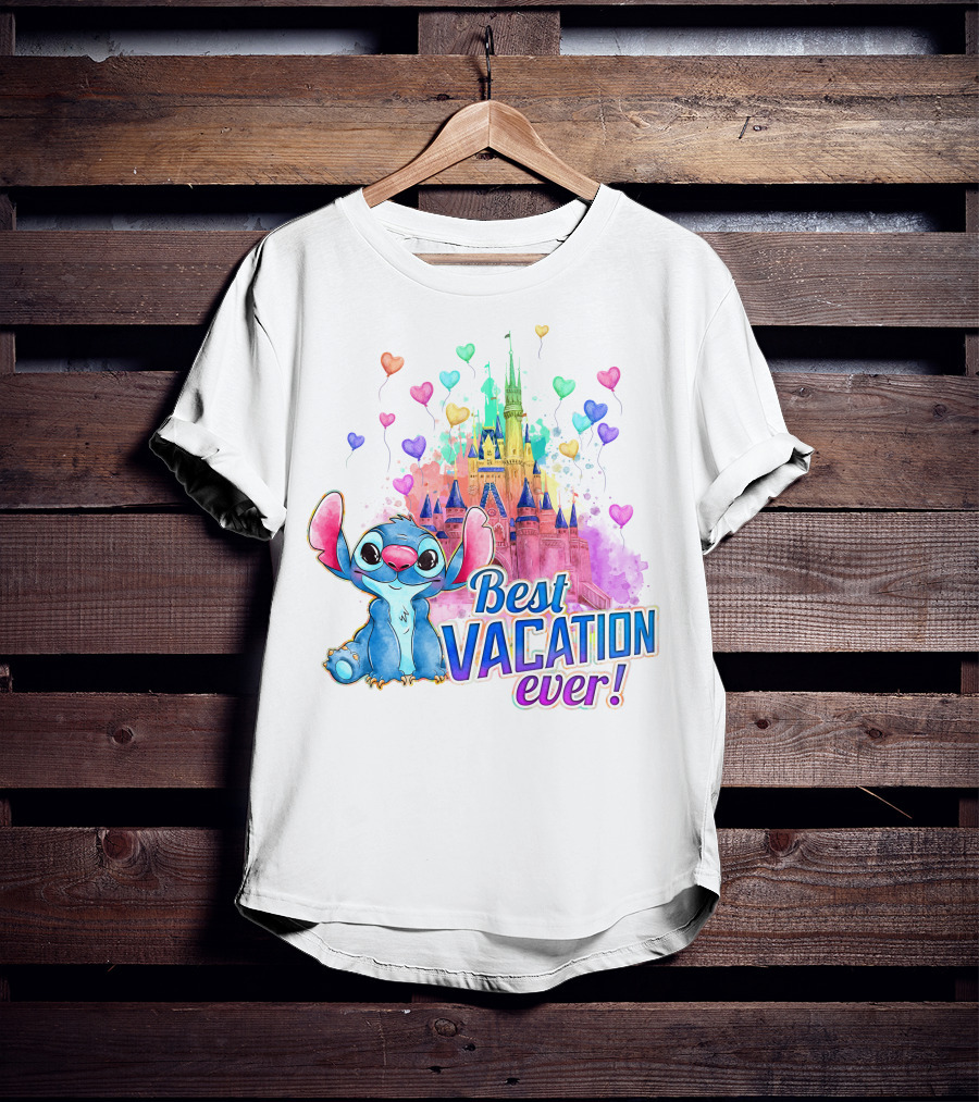 Best Vacation Ever Stitch Castle Balloons T-Shirt