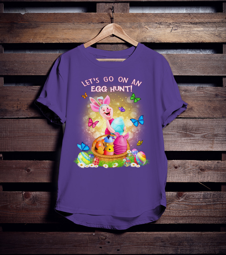 Let's Go On An Egg Hunt Piglet Basket Butterflies Easter T-Shirt