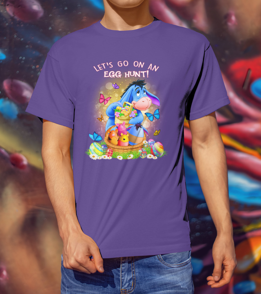 Eeyore Let's Go On An Egg Hunt With Easter Eggs And Butterflies T-Shirt