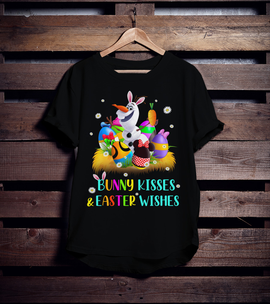 Bunny Kisses & Easter Wishes Olaf With Colorful Eggs And Carrot T-Shirt