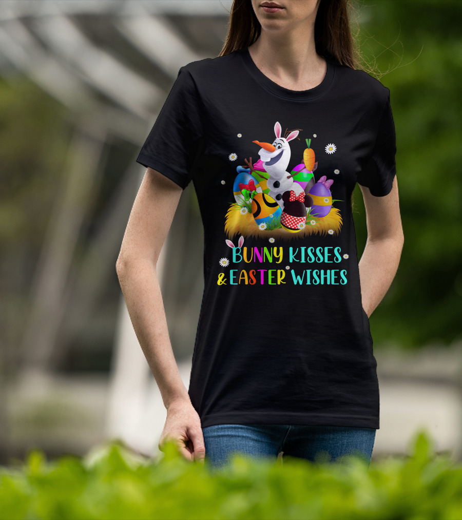 Bunny Kisses & Easter Wishes Olaf With Colorful Eggs And Carrot T-Shirt