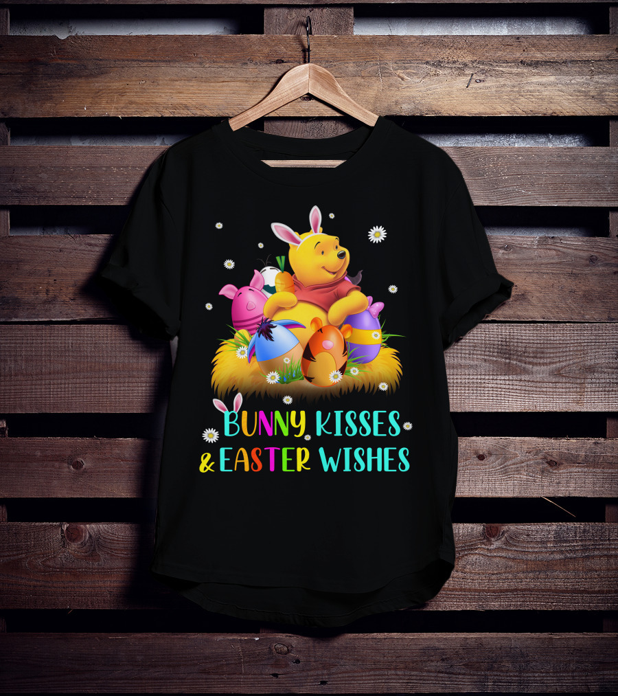 Bunny Kisses & Easter Wishes Pooh Egg Hunt Celebration T-Shirt
