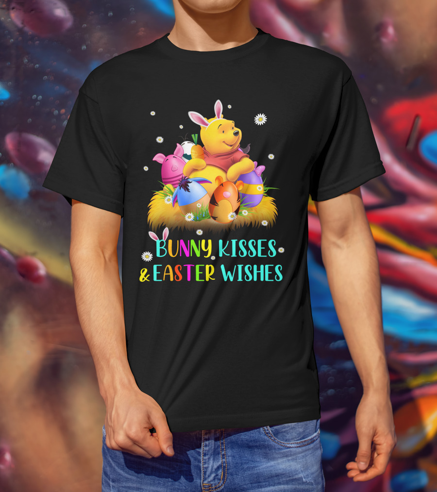 Bunny Kisses & Easter Wishes Pooh Egg Hunt Celebration T-Shirt