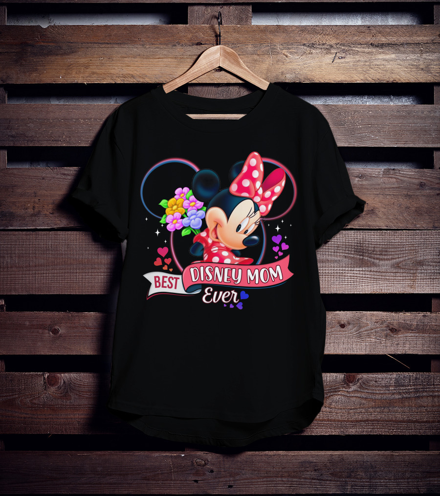 Best Disney Mom Ever Minnie Mouse Flowers Hearts T-Shirt